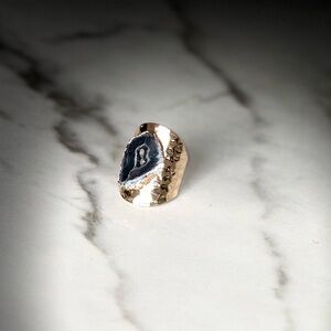 Luxury Natural Stone Adjustable Crystal Ring Irregular Geode Gold-plated Ring